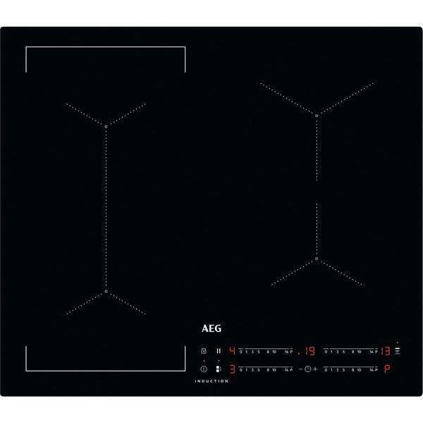 AEG 6000 Series Induction Hob, IKX64441CB, 4 Cooking Zones 60cm, Flexible Bridge Zones, Hob2Hood, Built-In Hob Timer, Key-lock, Assisted Cooking Sensors, 3 Step Residual Heat, 44x560x490mm, Black