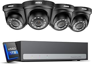 ANNKE 3K Lite 5-in-1 H.265+ 8CH eDVR with 1TB eSSD, E200 Home Security Camera System, 4X 1080P HD Dual-Light Cams, Human & Vehicle Detection, Color Night Vision, Instant email Alert, IP67