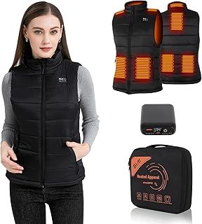 BIAL Heated Gilet Womens, Heated Vest with 7.4V Fast Charging 16000mAh Battery Pack, Heated clothes Lightweight Body Warmer Heated Jacket Electric Heated Waistcoat for Ladies Women
