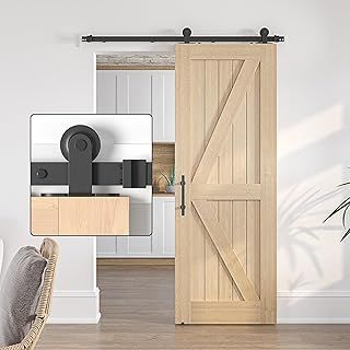 SANKEYTEW Sliding Door Kit,Single Wood Barn Door Sliding Kit,Heavy Duty Sliding Barn Door Kit,Black Sliding Door Track-top-Loading (SD2+6-6)