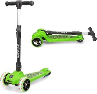 Xootz Scout Tri-Scooter, LED 3-Wheeled Light Up for Toddlers, Adjustable Bar Height and Foldable, for Kids, Girls and Boys, Ages 3+