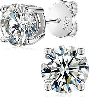 YIMERAIRE Moissanite Earrings, 3-10MM Diamond Stud Earrings For Women Men 925 Sterling Silver Screw Back Ear Stud Shiny Hypoallergenic White Gold Lab Grown Moissanite Studs -Gifts for Her Him