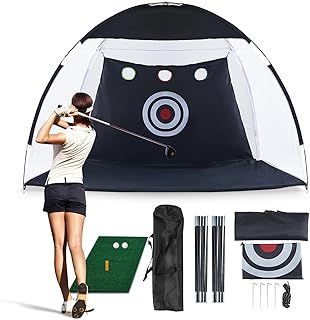 Golf Practice Net 10x7ft Golf Hitting Net Chipping net with Swing Training Targets and Carry Bag for Kids Adult Indoor Outdoor Garden Home Backyard Sports