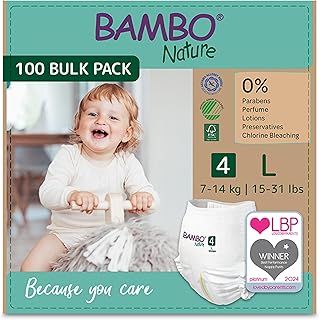Bambo Nature Premium Training Pants, Size 4 (7-12kg), L, 100PK, Pull Ups, Pull Ups, Eco-Labelled Potty Training Nappy Pants, Secure, Comfortable, Discreet for Active Day and Comfy Night's Sleep