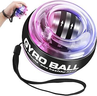 Gyro Ball Wrist Exerciser, Forearm Exerciser with Colourful LED lights, Auto-Start Wrist Power Gyro Ball for Wrist Arms Fingers Wrist Bones and Muscles Strengthening & Training