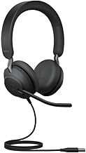 Jabra Evolve2 40 PC Headset – Noise Cancelling Microsoft Teams Certified Stereo Headphones With 3-Microphone Call Technology – USB-A Cable – Black
